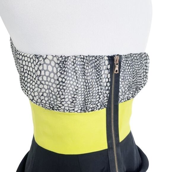 ABAETE Silk Strapless Colorblock Zipper Draped Minidress Size 2 - Picture 6 of 10